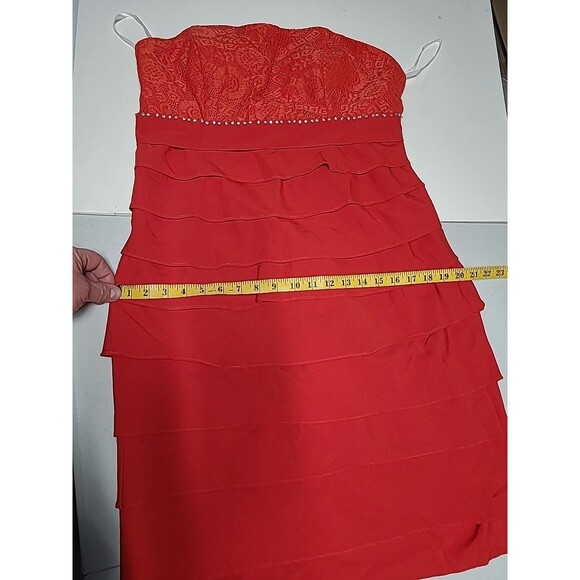 2 piece  Gorgeous Lace Detailed Formal Prom Wedding Dress Size 14 Red (E28) - Picture 6 of 12